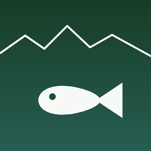CA Hunt & Fish Guide app icon: a white fish beneath a ridge line on a green field.